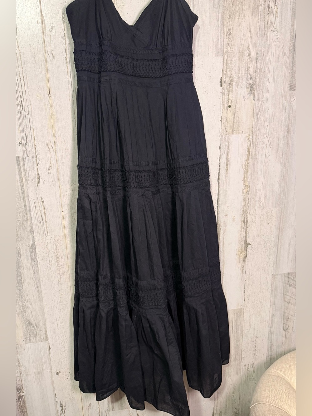 Lauren Ralph Lauren Black Cotton Tiered Maxi Dress Size 6 Sleeveless Boho Chic - Picture 4 of 8
